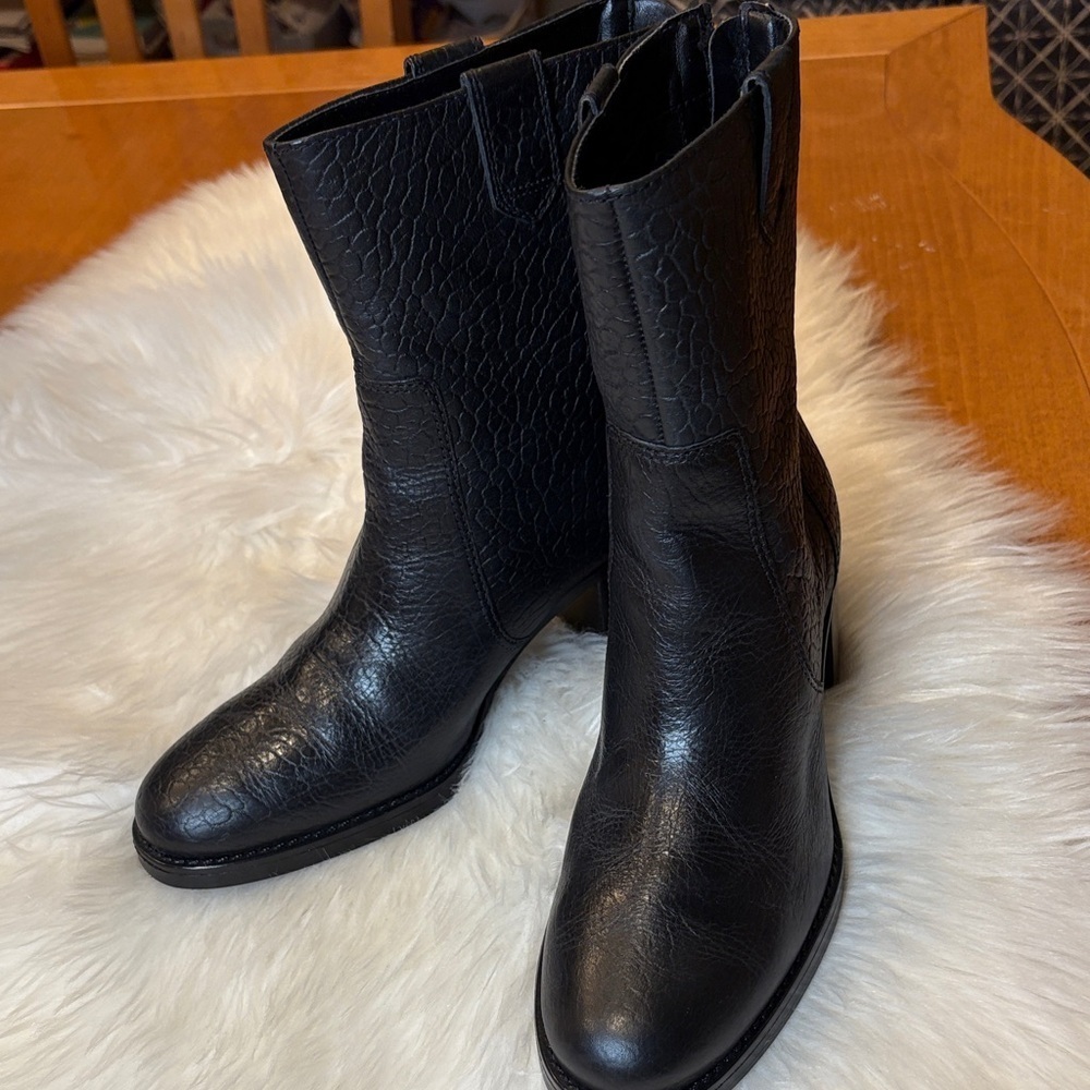 Vince Camuto Textured Black Heeled Boots-VC-Zeldina - Picture 2 of 10